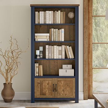 Splash Blue Open 2 Door Large Bookcase