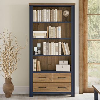 Splash Blue Open 3 Drawer Large Bookcase