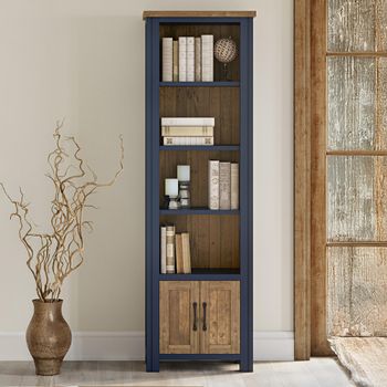 Splash Blue 2 Door Narrow Bookcase