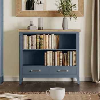 Signature Blue 2 Drawer Low Bookcase