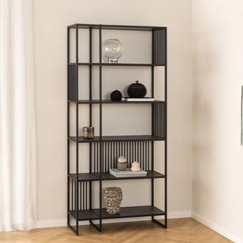Strington Black Marble Effect Bookcase