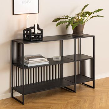 Strington Black Marble Effect Low Bookcase