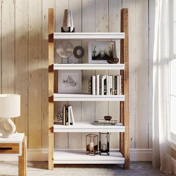 Trinity Reclaimed Wood and White Open Bookcase