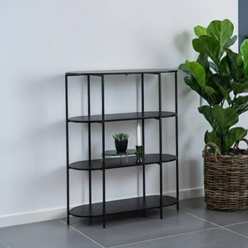Vita Curved Open Shelving Unit Black Melamine