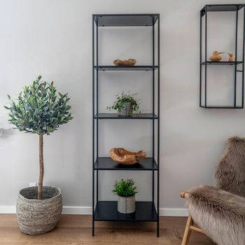 Vita Tall Open Shelving Unit Black Melamine