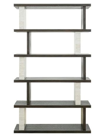Waldorf Black and White Open Shelving Unit Wood, Stone, Oak Veneer, Plywood