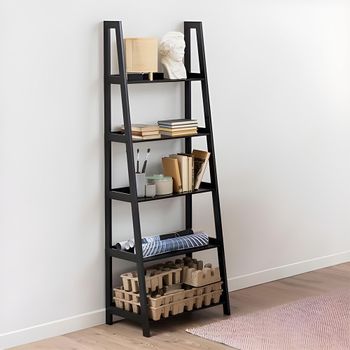 Wally Black Large Ladder Bookcase