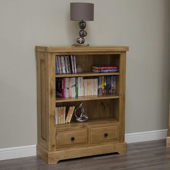 Deluxe Oak 2 Drawer Small Bookcase