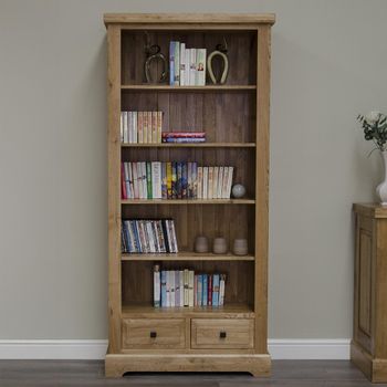 Deluxe Oak 2 Drawer Large Bookcase
