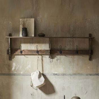 Caroni Natural Shelf with 4 Hooks Coat Rack