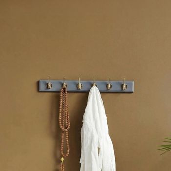 Set of 2 Edgy Grey 6 Hooks Coat Rack
