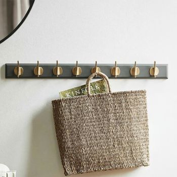 Set of 2 Edgy Grey 8 Hooks Coat Rack