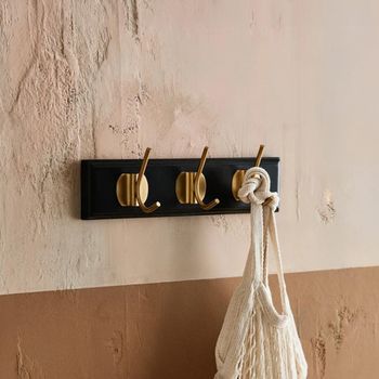 Set of 4 Edgy Black 3 Hooks Coat Rack