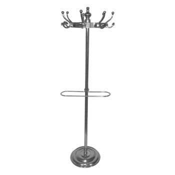 Arris Silver Polished Metal Floor Standing Coat Stand
