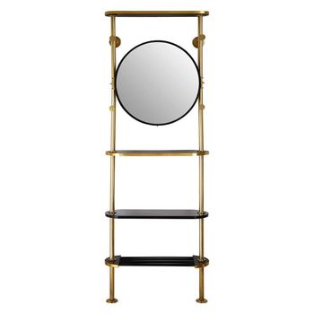 Hawkes Antique Brass with Mirror Coat Rack