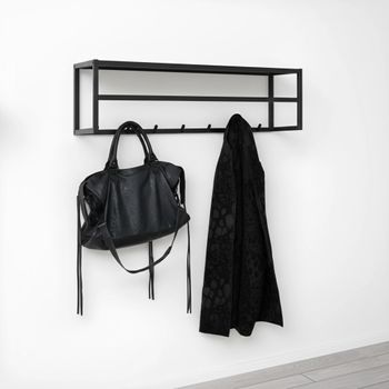 Seaford Black Metal Wall Mounted Clothes Rack
