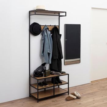 Seaford Oak and Black Metal Large Clothes Rack