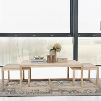 Set of 3 Cornus White Oak Coffee Table