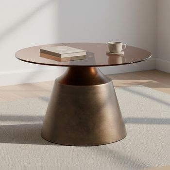Dunsley Brown Glass Round Coffee Table