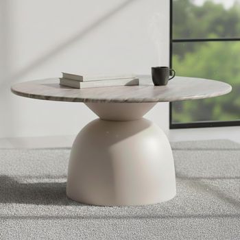 Ferrol Grey Marble with Grey Base Round Coffee Table