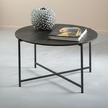 Lamoine Black Marble Effect Round Coffee Table