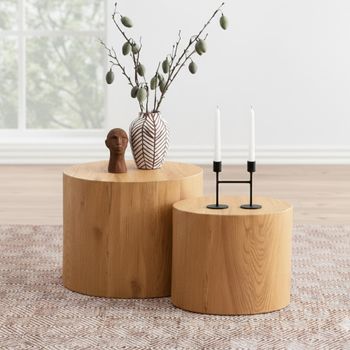 Set of 2 Mice Oak Oval Coffee Table
