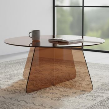 Samos Brown Glass Round Coffee Table