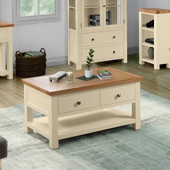 Lundy Ivory Painted 2 Drawer Coffee Table