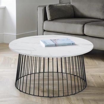 Broadway White Marble Effect Round Coffee Table