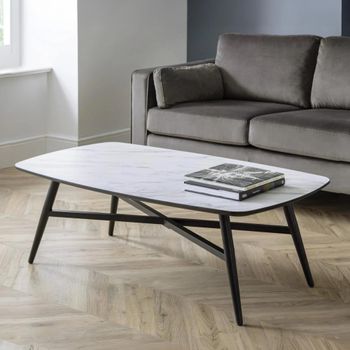 Caruso White Marble Effect 130cm Coffee Table