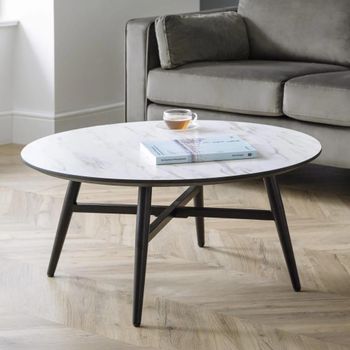 Firenze White Marble Effect 90cm Round Coffee Table