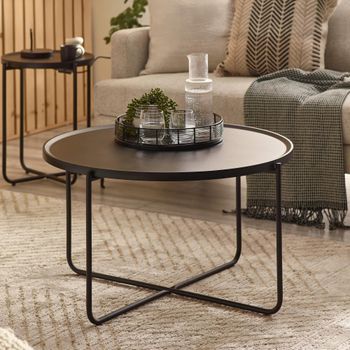 Sagrada Set Black Metal Round Coffee Table