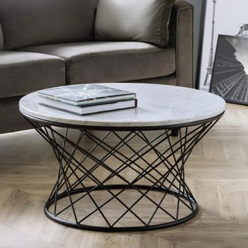 Trevi White Marble Effect 80cm Round Coffee Table