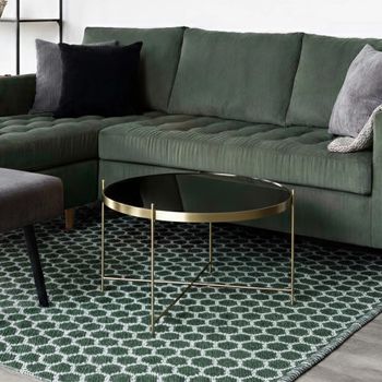 Venezia Brass Glass and Metal Large Round Coffee Table