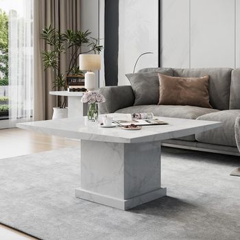 Turin White Marble Square Coffee Table