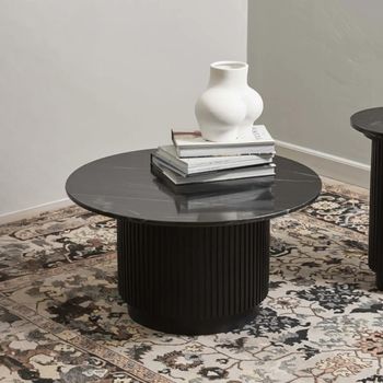 Erie Black Marble Round Coffee Table
