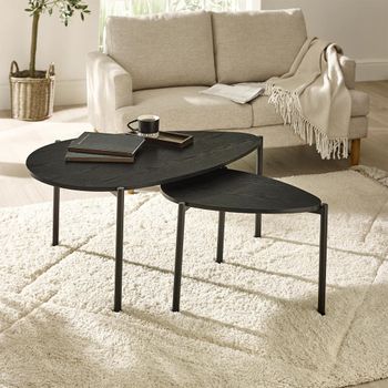 Lorette Nest of 2 Coffee Tables Teardrop Black