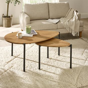 Lorette Nest of 2 Coffee Tables Teardrop Oak