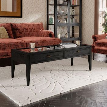 Elmhurst Black and Glass 1 Door 2 Drawer Coffee Table