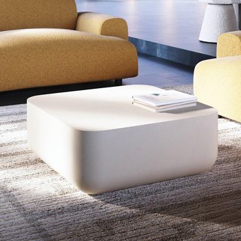 Flat Top Pitted Linen Square Coffee Table