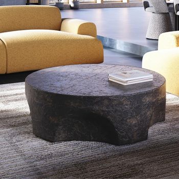 Pinch Brown Slate and Concrete Round Coffee Table