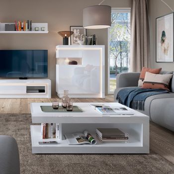 Lyon White Gloss Coffee Table with Shelf