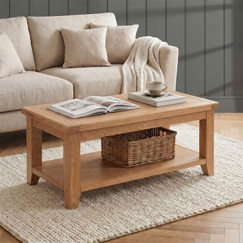 Hampshire Oak 110cm Coffee Table with Shelf