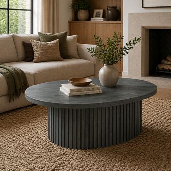 Timo Oiled Ash Oval Coffee Table with Slatted Base - Sizes Available
