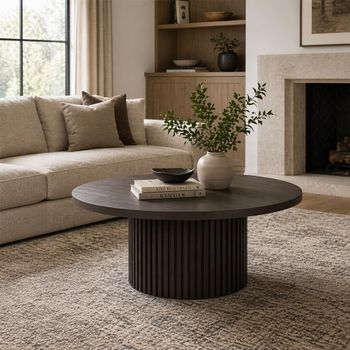 Timo Oiled Ash Round Coffee Table with Slatted Base - Sizes Available