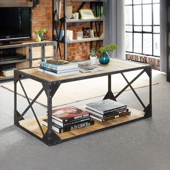 Ascot Industrial Wood and Iron Coffee Table