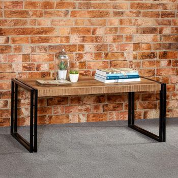 Cosmo Industrial Style Wooden and Metal Coffee Table