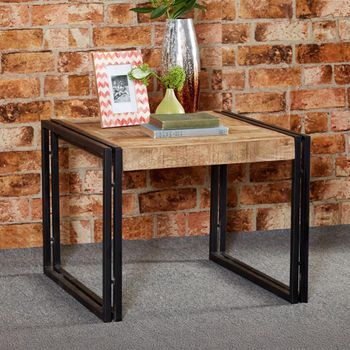 Cosmo Industrial Style Wooden and Metal Square Coffee Table