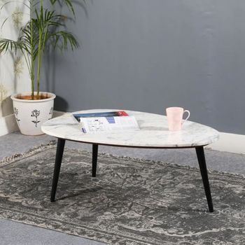 Opal Fluted White Marble Coffee Table