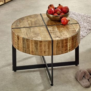Surrey Solid Mango Wood 70cm Round Coffee Table